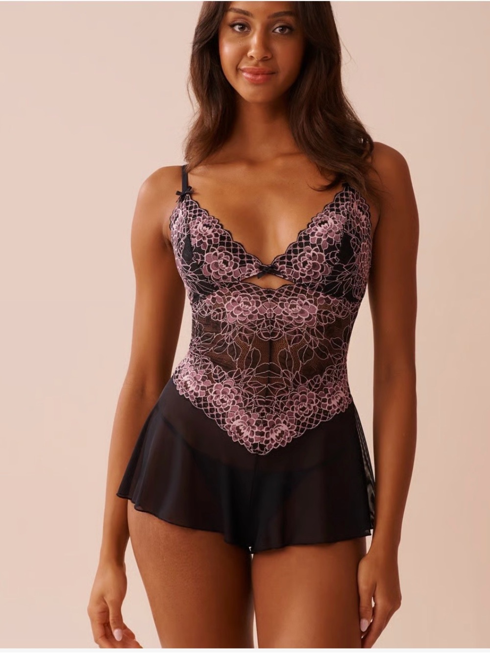 La Vie en Rose Lace Babydoll Lingerie – Large 🌸